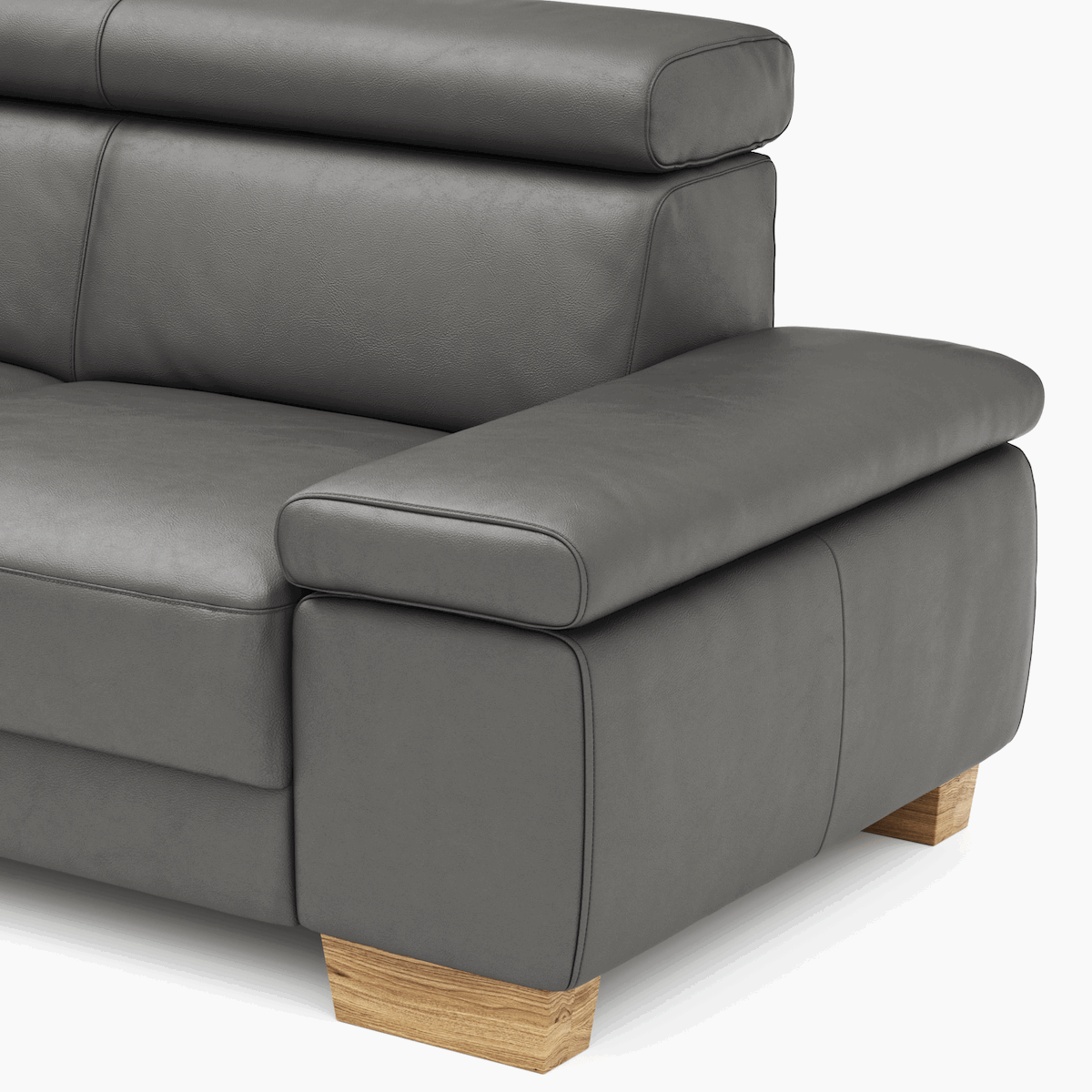 Ecksofa Philadelphia - 2,5-Sitzer mit Ecke rechts oder links inkl. Kopfteil verstellbar, Leder, Anthrazit von Natura Home