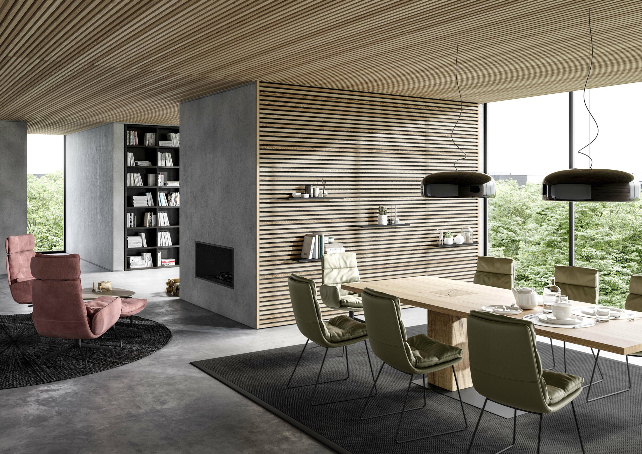 lounge küche esstisch bibliothek einrichtungsideen arva schuster home company