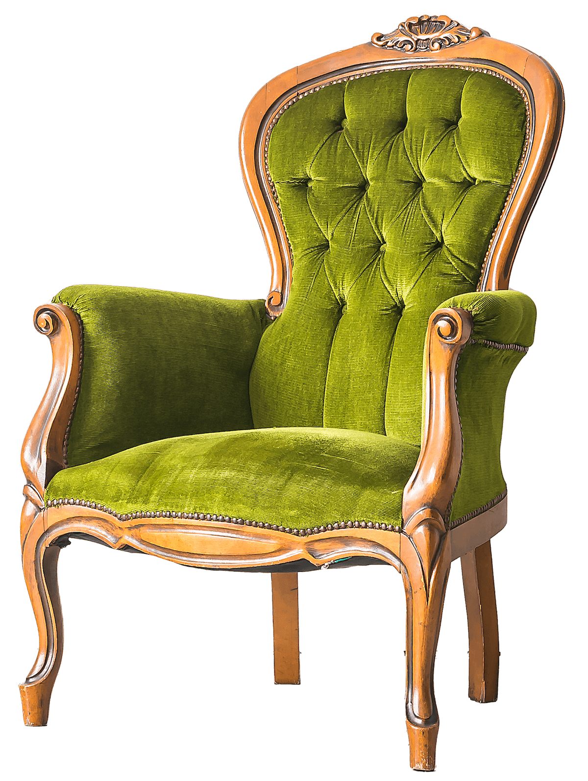 Vintage Sessel Möbel Beispiel grüner Sessel Samt Biedermeier
