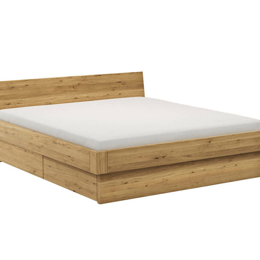 Wildeiche Massivholzbett 1660 mit Stauraum von Natura Home
