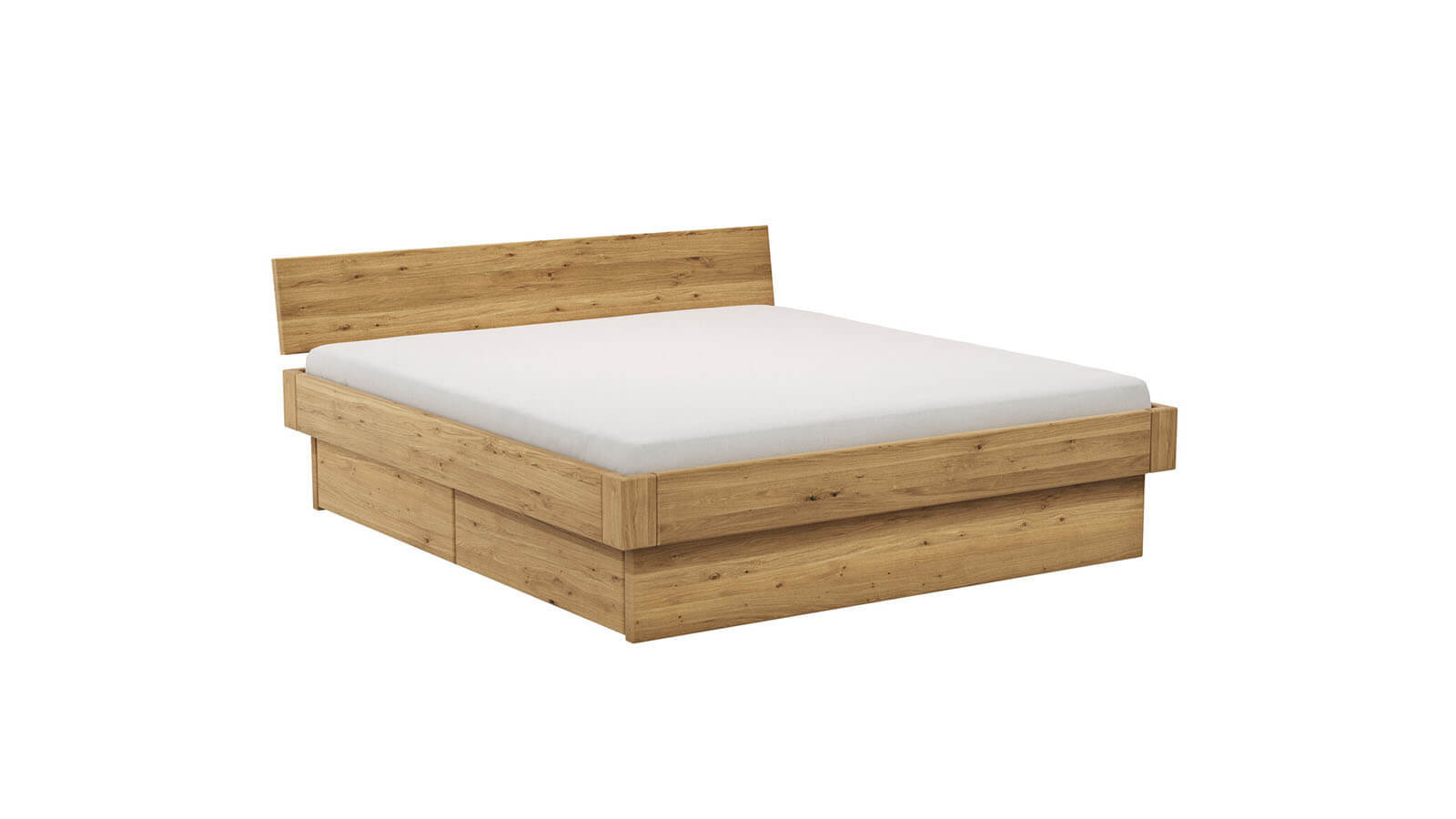 Wildeiche Massivholzbett 1660 mit Stauraum von Natura Home