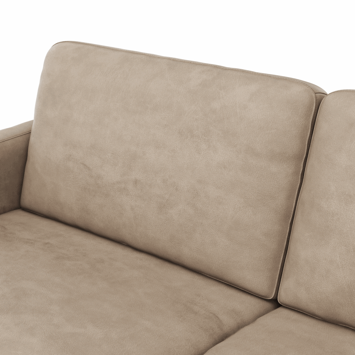 Sofa Enna - 3,5-Sitzer, Armlehne A, Leder, Taupe, Kufe, Schwarz von Contur