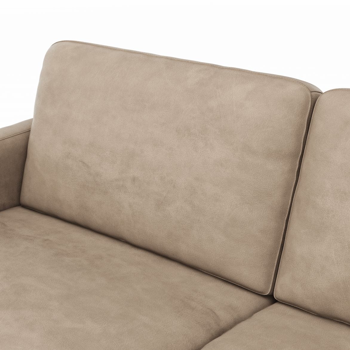 Sofa Enna - 3,5-Sitzer, Armlehne A, Leder, Taupe, Kufe, Schwarz von Contur
