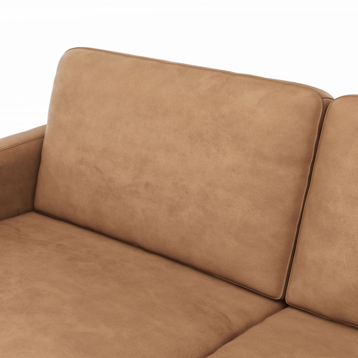 Sofa Enna - 3,5-Sitzer, Armlehne A, Leder, Cognac, Kufe, Schwarz von Contur