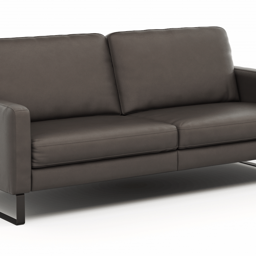 Sofa Enna - 3,5-Sitzer, Armlehne A, Leder, Schwarz, Kufe, Schwarz von Contur