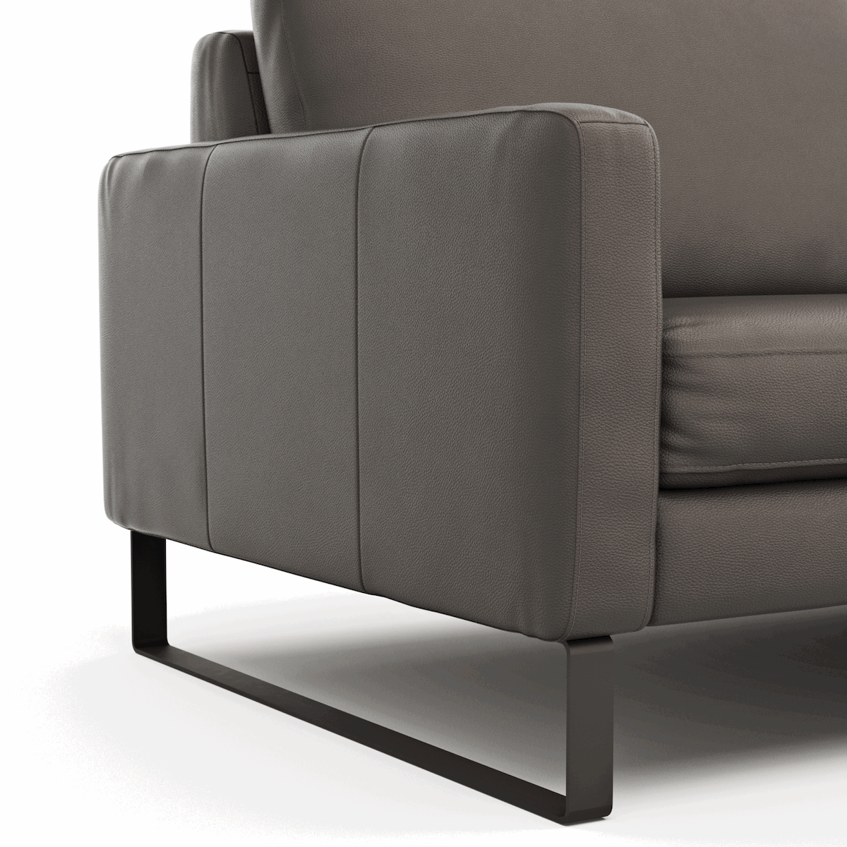 Sofa Enna - 3,5-Sitzer, Armlehne A, Leder, Schwarz, Kufe, Schwarz von Contur