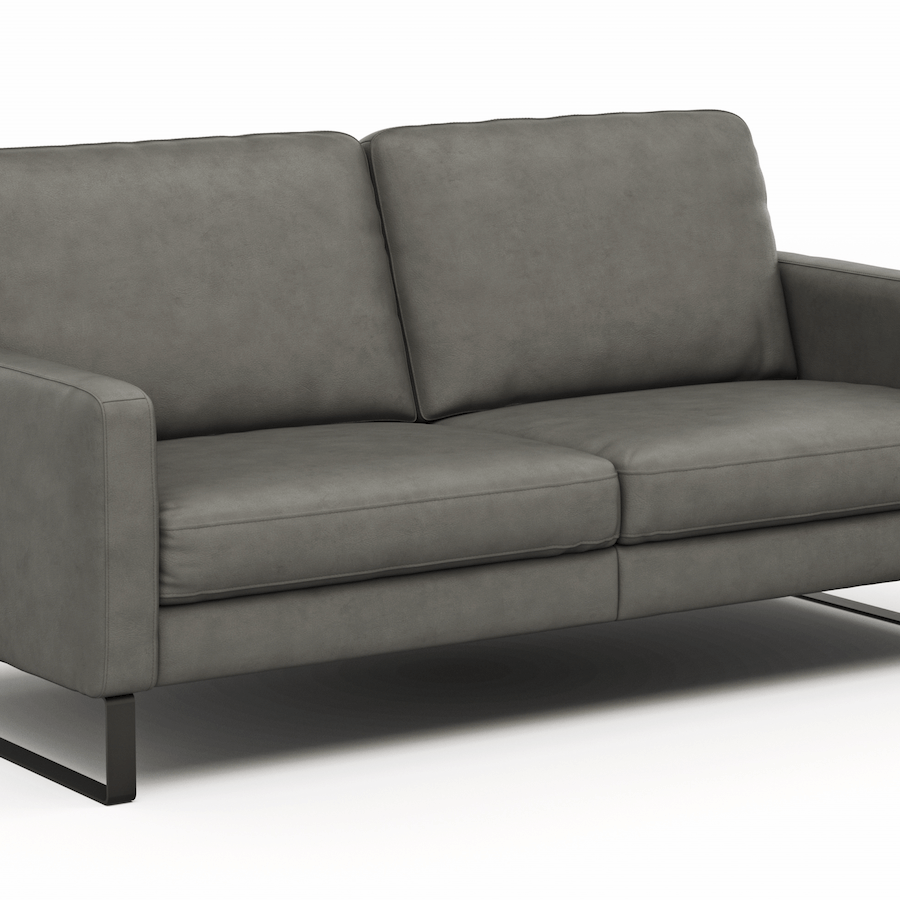 Sofa Enna - 3-Sitzer, Leder, Grau von Contur
