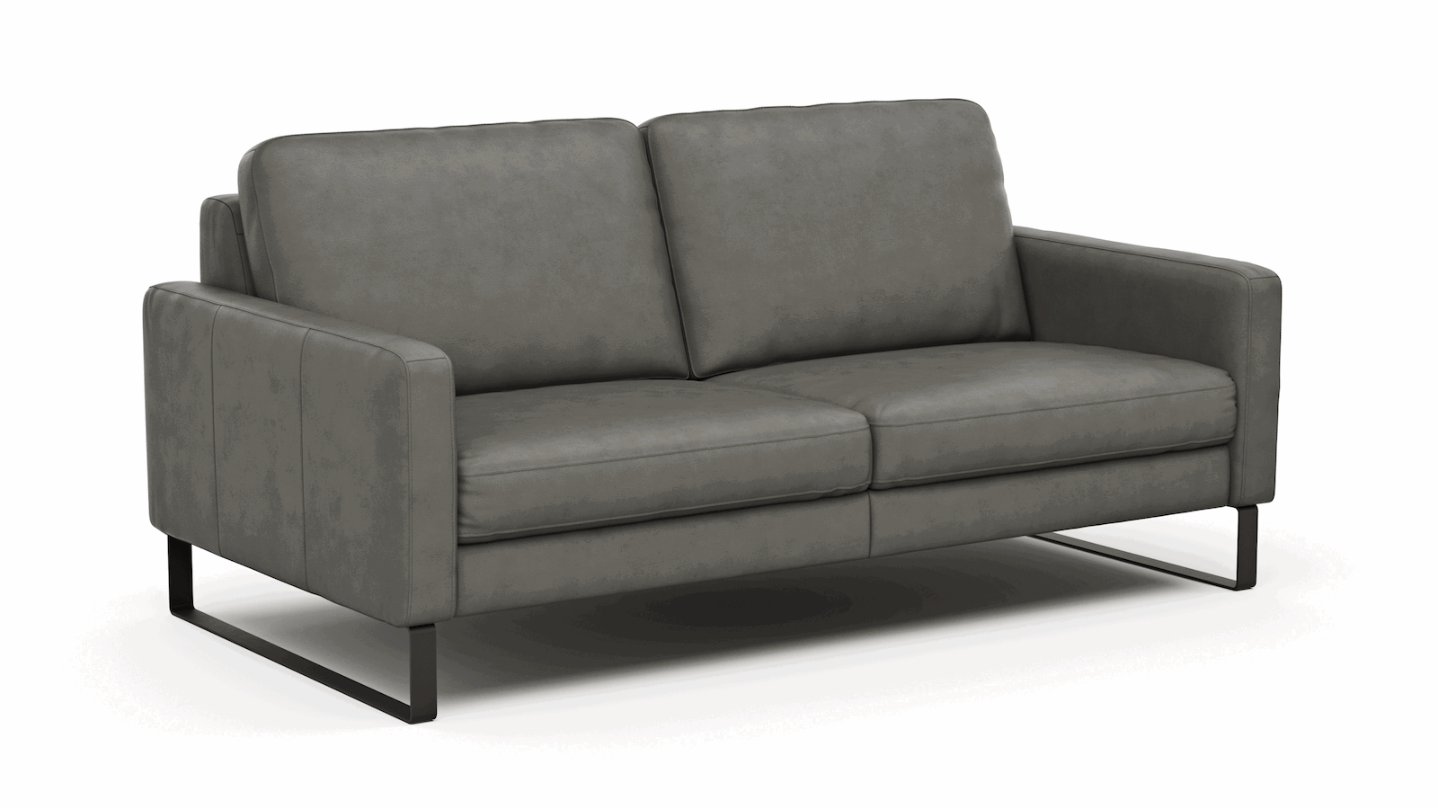 Sofa Enna - 3-Sitzer, Leder, Grau von Contur
