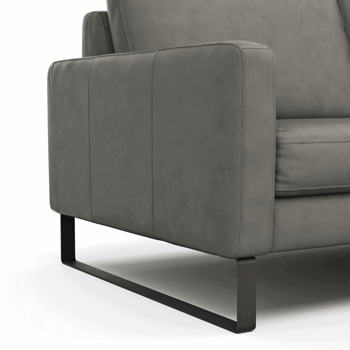 Sofa Enna - 3-Sitzer, Leder, Grau von Contur