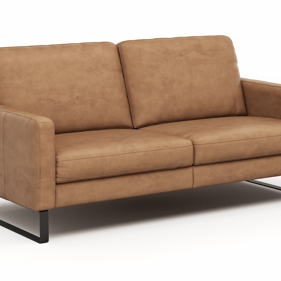 Sofa Enna - 3-Sitzer, Armlehne A, Leder, Cognac Kufe, Schwarz von Contur Einrichten