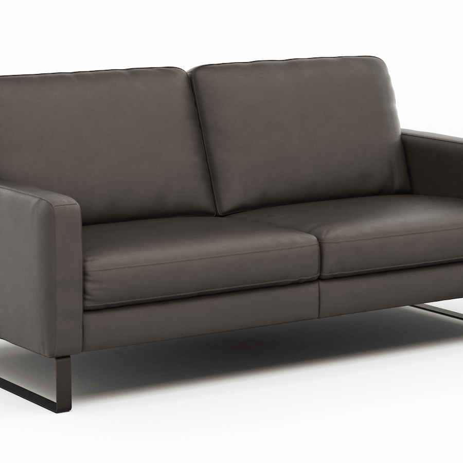Sofa Enna - 3-Sitzer, Armlehne A, Leder, Schwarz, Kufe, Schwarz von Contur Einrichten