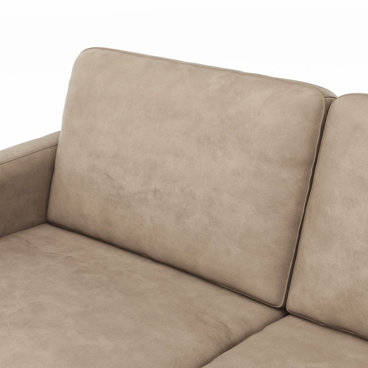 Sofa Enna - 3-Sitzer, Armlehne A, Leder, Taupe, Kufe, Schwarz von Conntur Einrichten