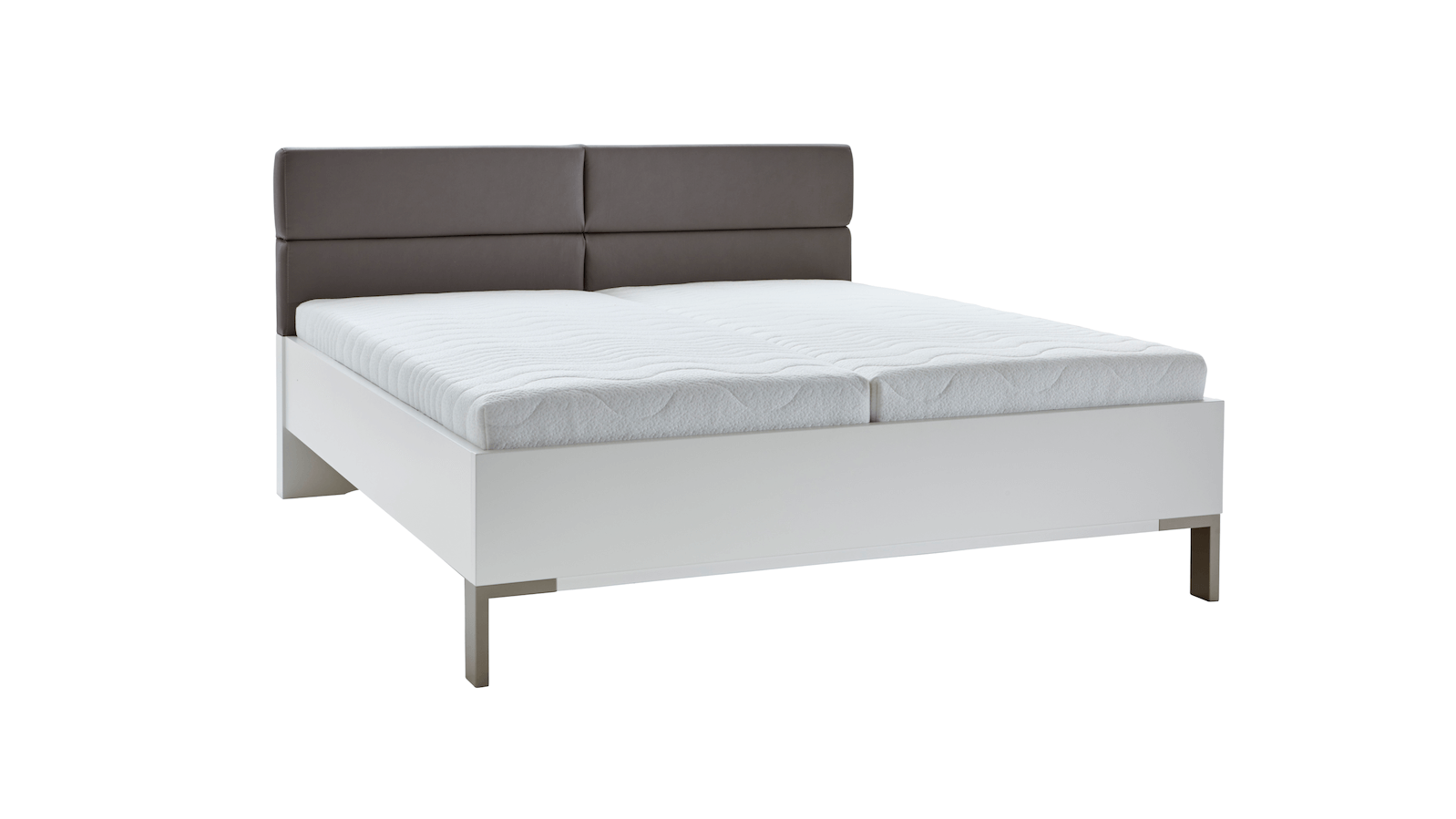 Bett Viana - Liegefläche ca. 180x200 cm, Holzwerkstoff Weiß, Kunstleder Anthrazit von Global Family