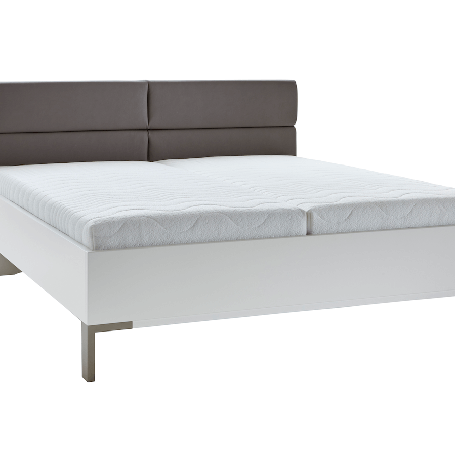 Bett Viana - Liegefläche ca. 180x200 cm, Holzwerkstoff Weiß, Kunstleder Anthrazit von Global Family