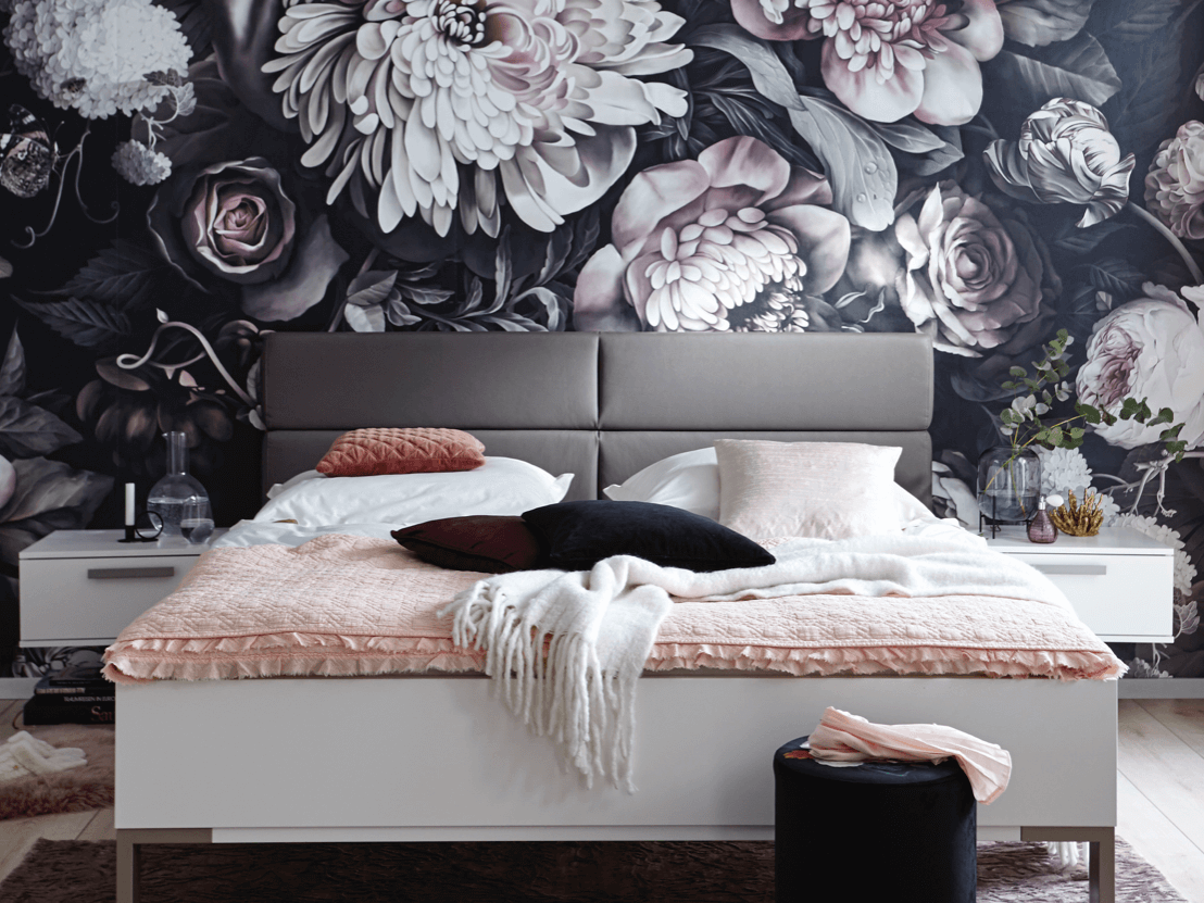 Bett Viana - Liegefläche ca. 180x200 cm, Holzwerkstoff Weiß, Kunstleder Anthrazit von Global Family