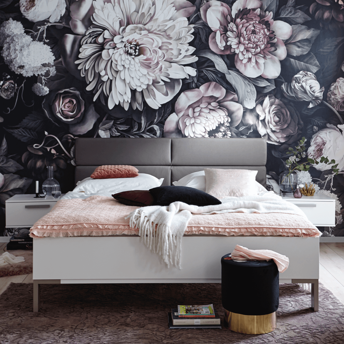 Bett Viana - Liegefläche ca. 180x200 cm, Holzwerkstoff Weiß, Kunstleder Anthrazit von Global Family