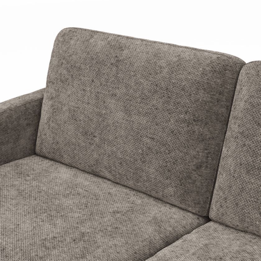 Sofa Enna - 3-Sitzer, Armlehne A, Stoff, Graubraun, Kufe, Schwarz von Contur