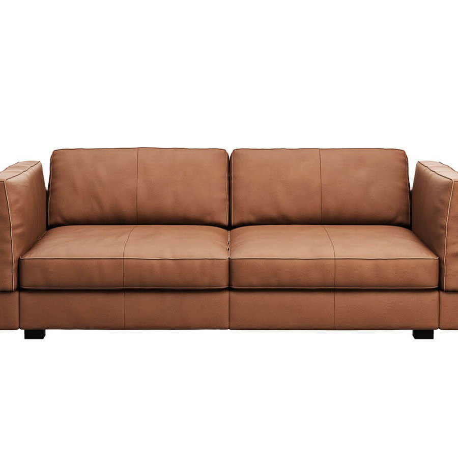 Sofa Aprino 3 - 3,5-Sitzer XXL, Dickleder, Cognac, Armlehne Kissen
