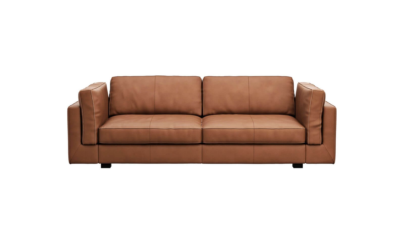 Sofa Aprino 3 L in Cognac-Braunem Leder mit Armlehnen-Kissen von Contur Einrichten