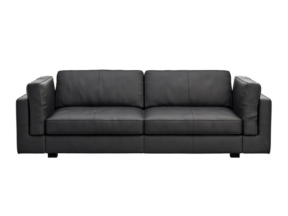 Sofa Aprino 3 L in schwarzem Leder mit Armlehnkissen von Contur Einrichten