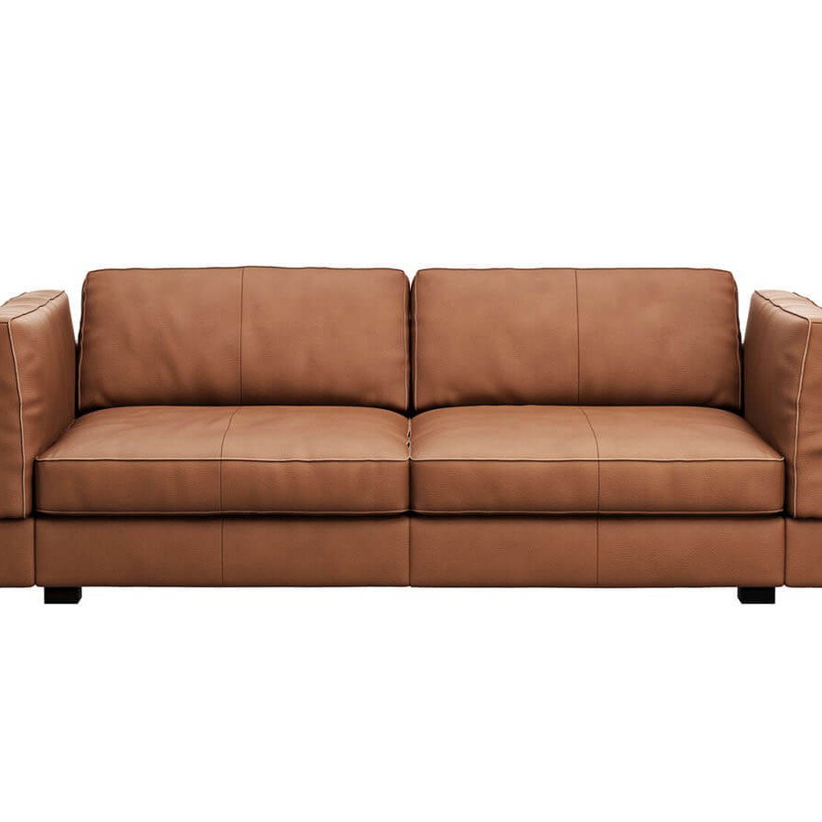 Sofa Aprino 3 - 3,5-Sitzer XL, Dickleder, Cognac, Armlehne Kissen