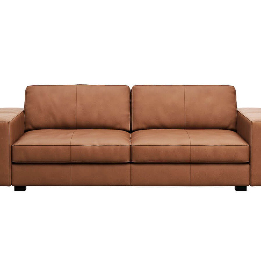 Sofa Aprino 1 - 3,5-Sitzer L, Dickleder, Schwarz, Armlehne Block breit