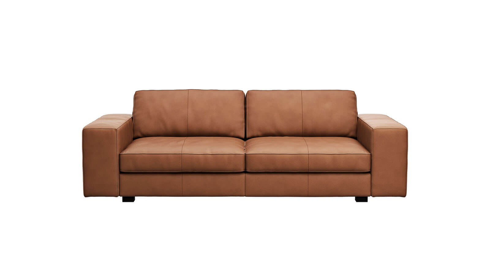 Sofa Aprino 1 - 3,5-Sitzer L, Dickleder, Schwarz, Armlehne Block breit