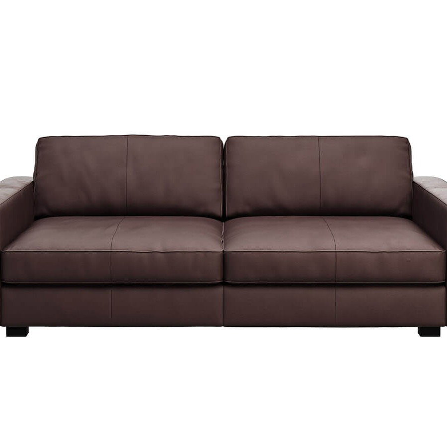 Sofa Aprino 2 - 3,5-Sitzer XXL, Dickleder, Dunkelbraun , Armlehne Block schmal
