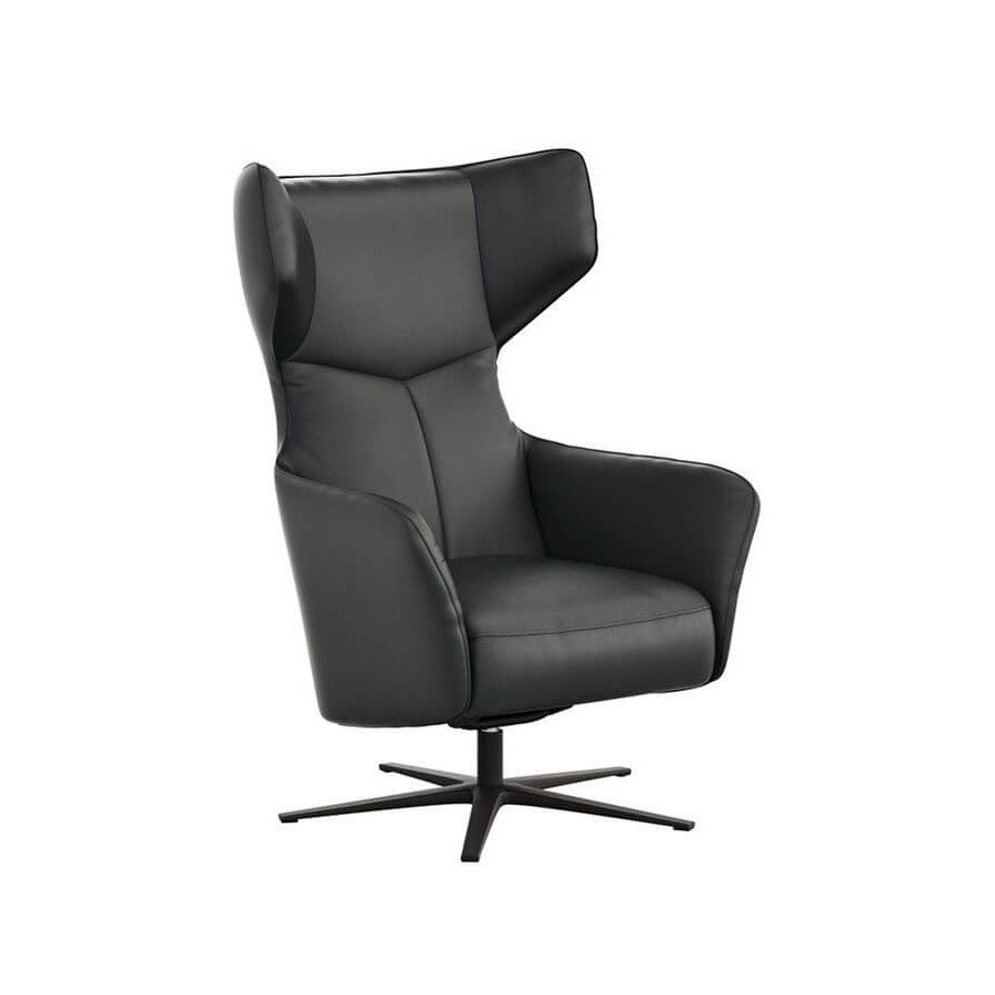 Sessel Noto Relax II - Rückenlehne verstellbar, Leder, schwarz