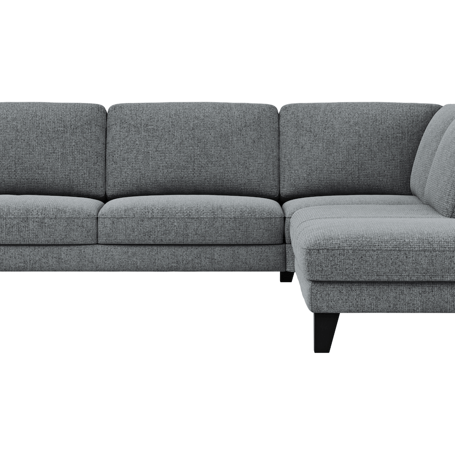 Ecksofa Oviedo - 2,5-Sitzer mit Ecke rechts inkl. Drehsitz, Stoff, Grau