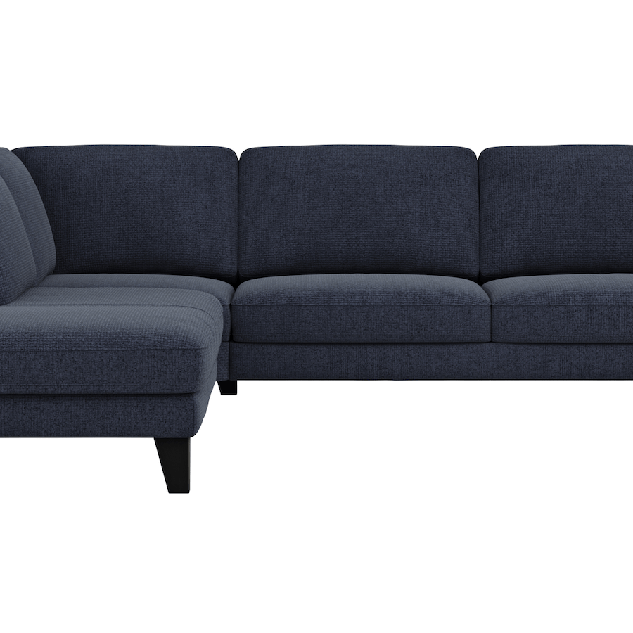Ecksofa Oviedo - Ecke links mit 2,5-Sitzer inkl. Drehsitz, Stoff, Dunkelblau