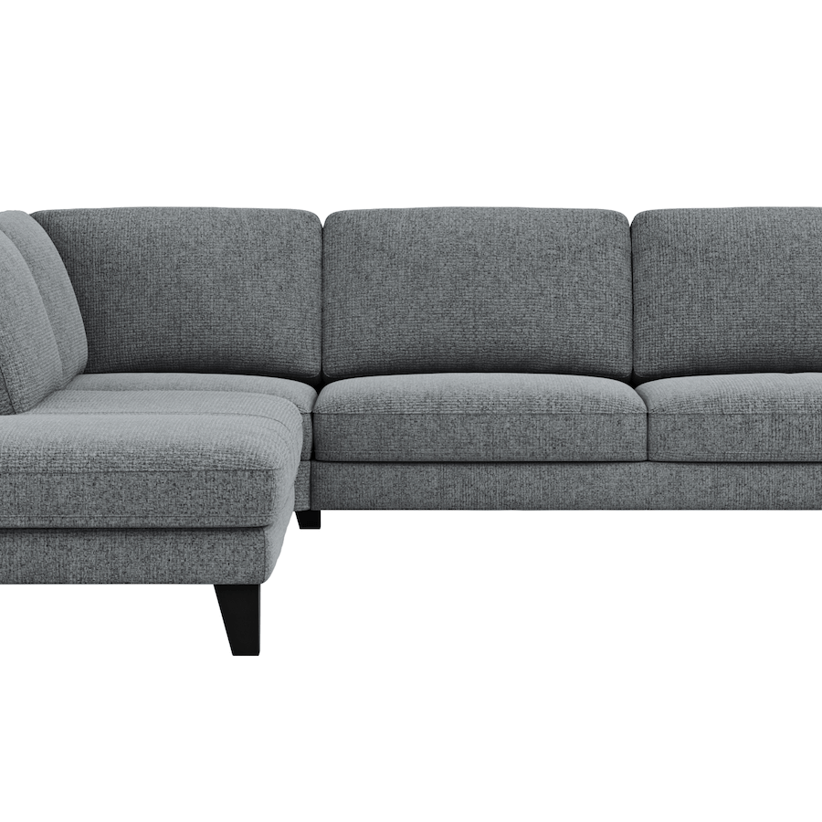 Ecksofa Oviedo - Ecke links mit 2,5-Sitzer inkl. Drehsitz, Stoff, Grau