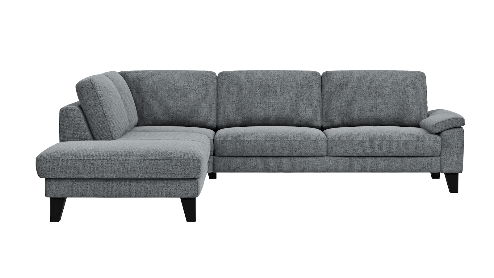 Ecksofa Oviedo - Ecke links mit 2,5-Sitzer inkl. Drehsitz, Stoff, Grau