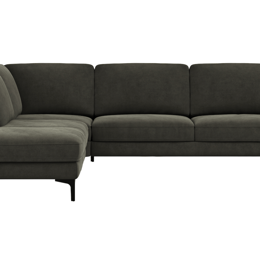 Ecksofa Oviedo - 2,5-Sitzer mit Ecke rechts, Stoff, Braungrün