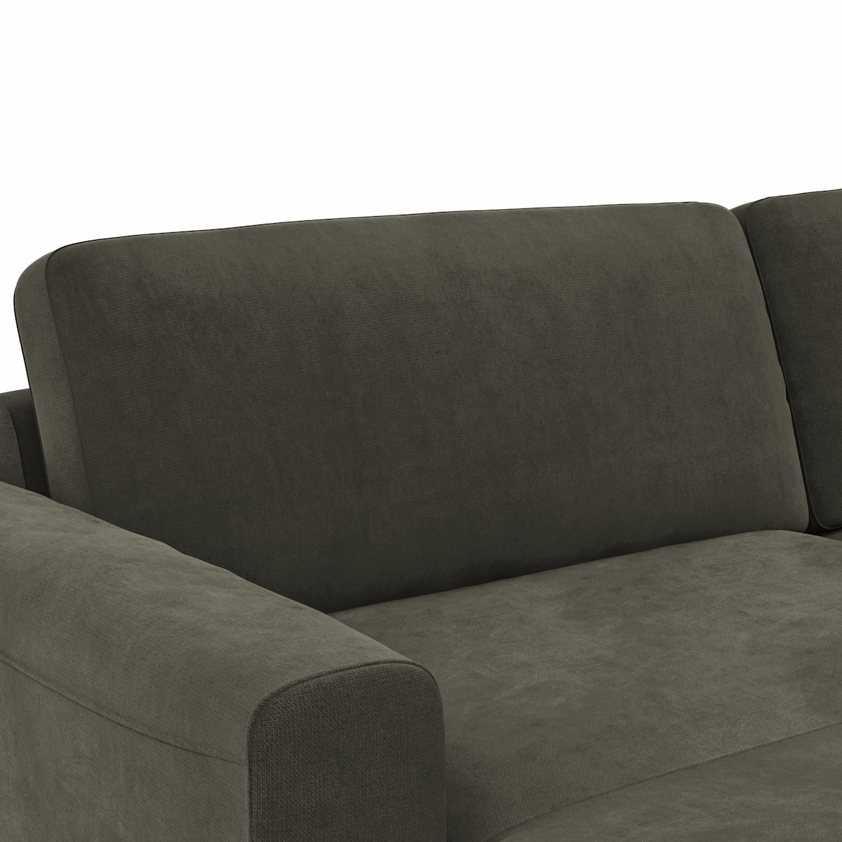 Wohnlandschaft Oviedo - Longchair links mit 2-Sitzer und Ecke rechts, Stoff, Braungrün Global Family