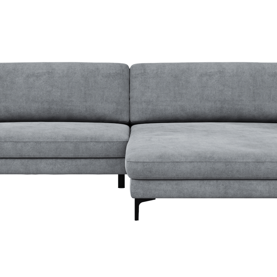 Ecksofa Oviedo - 1,5-Sitzer mit Longchair rechts, Stoff, Grau