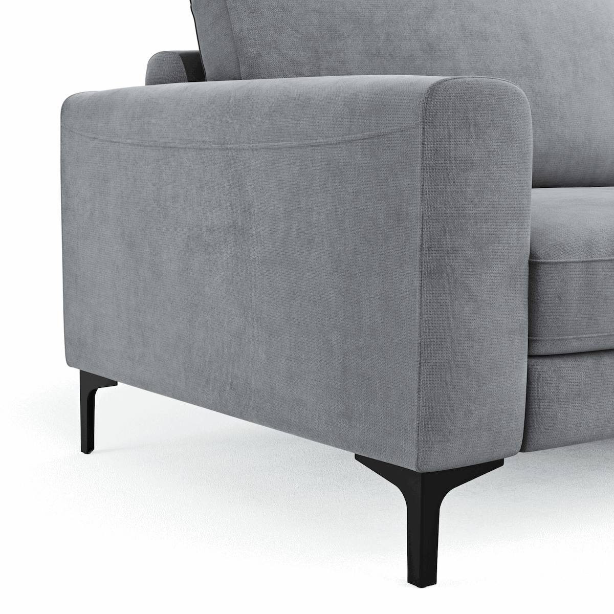 Ecksofa Oviedo - 1,5-Sitzer mit Longchair rechts, Stoff, Grau