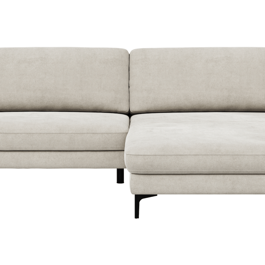 Ecksofa Oviedo - 1,5-Sitzer mit Longchair rechts, Stoff, Natur