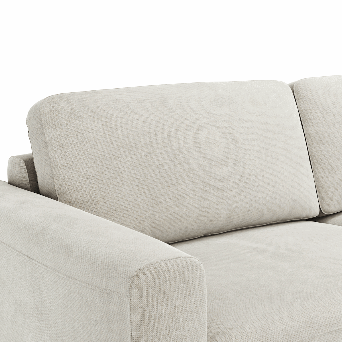Ecksofa Oviedo - 1,5-Sitzer mit Longchair rechts, Stoff, Natur