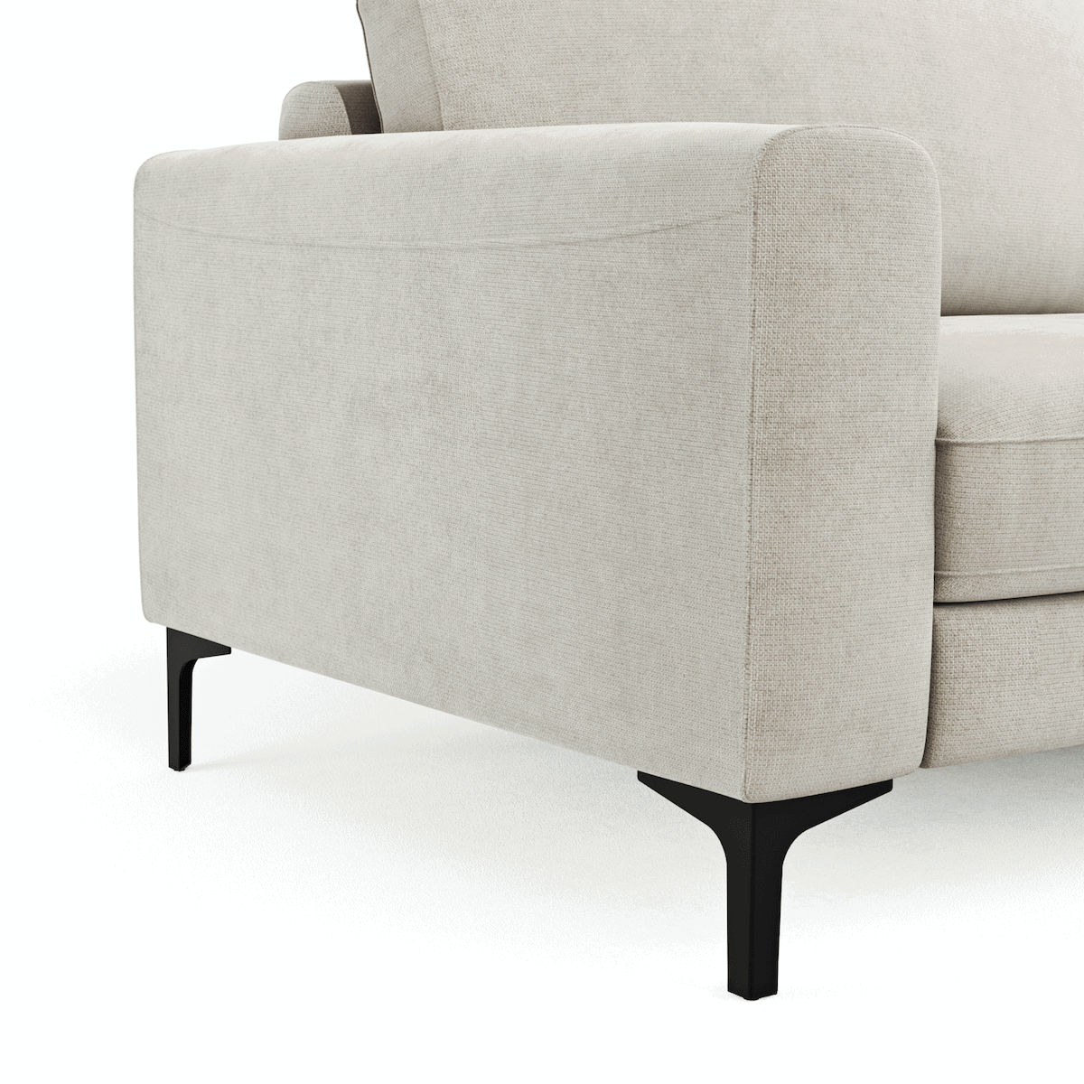 Ecksofa Oviedo - 1,5-Sitzer mit Longchair rechts, Stoff, Natur