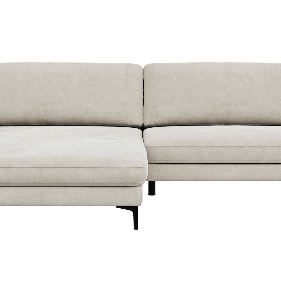 Ecksofa Oviedo - Longchair links mit 1,5-Sitzer, Stoff, Natur