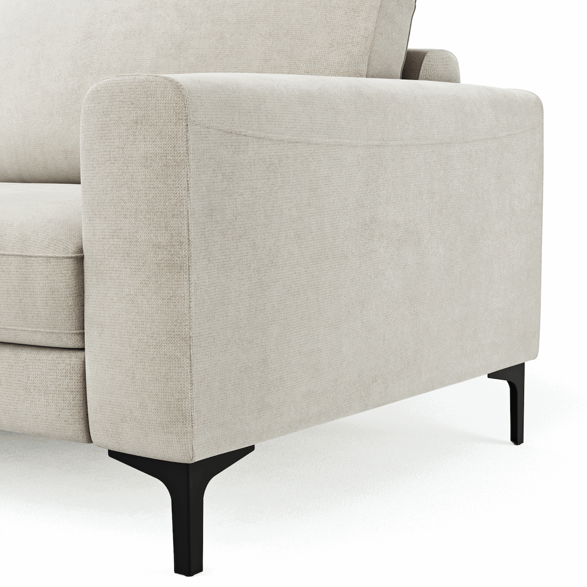 Ecksofa Oviedo - Longchair links mit 1,5-Sitzer, Stoff, Natur