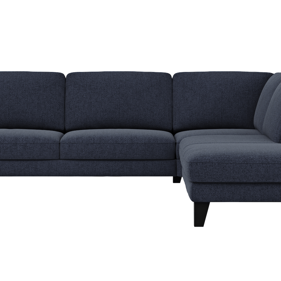 Ecksofa Oviedo - 2,5-Sitzer mit Ecke rechts, Stoff, Dunkelblau