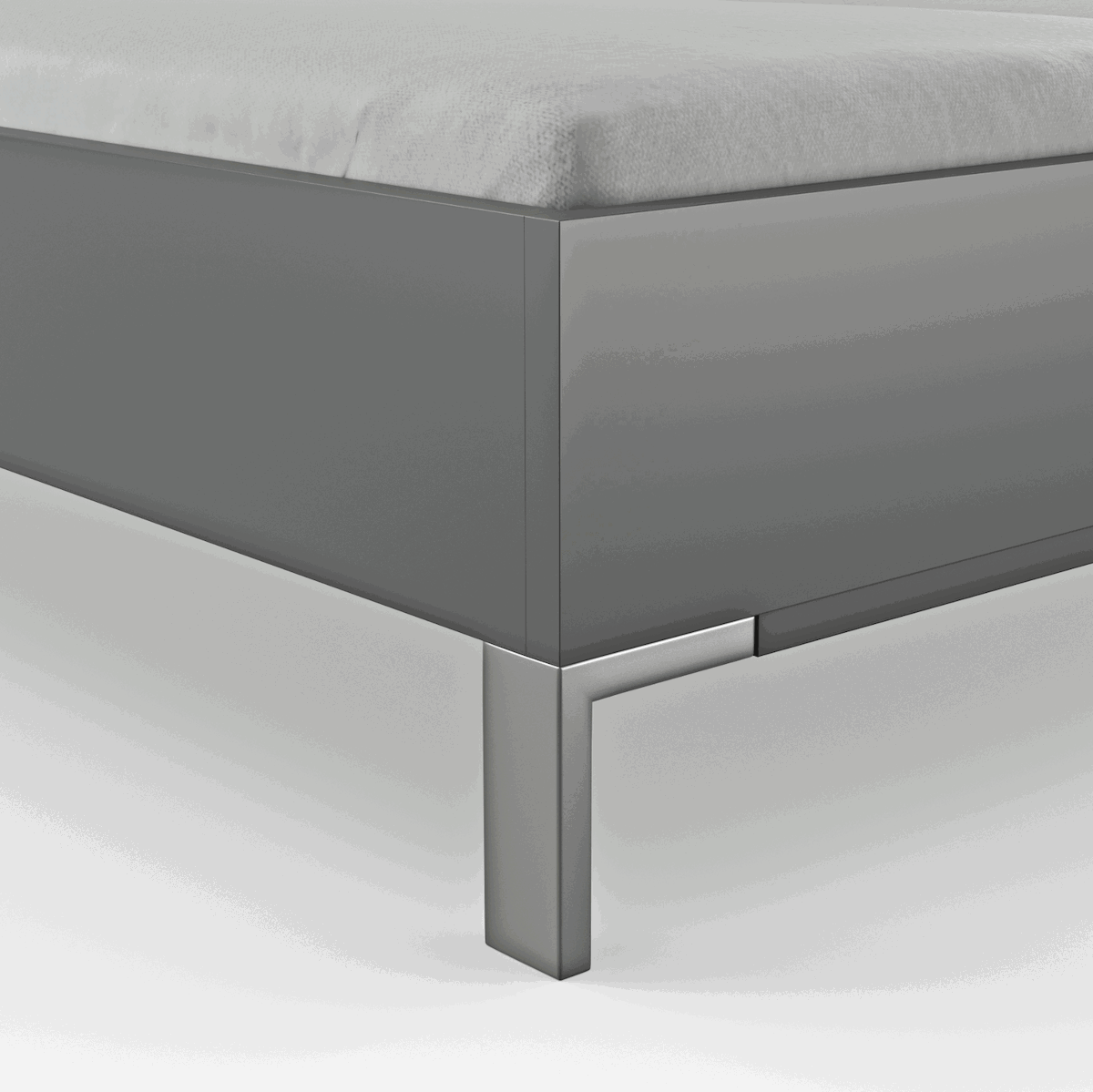 Bett Viana - Liegefläche ca. 200x200 cm, Holzwerkstoff Taupe, Kunstleder Anthrazit