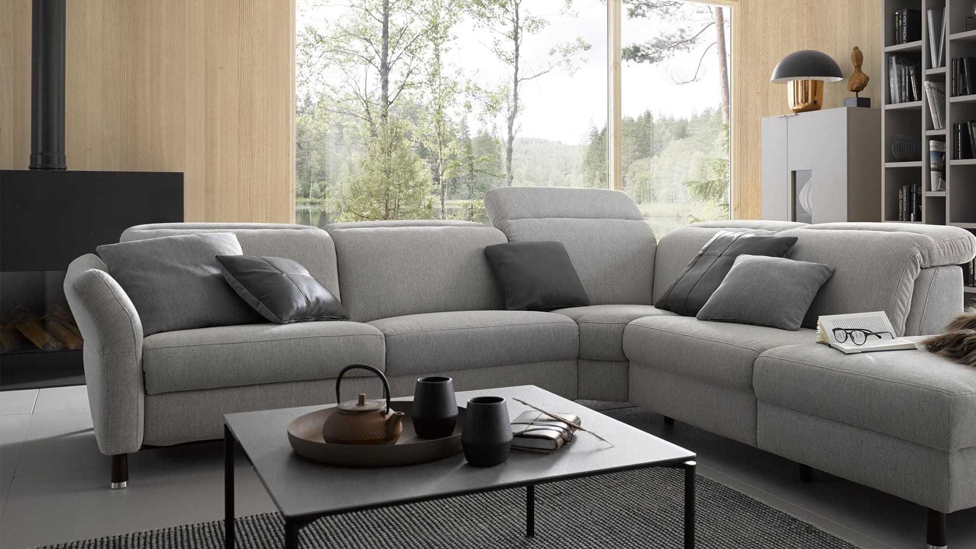 Global Comfort Sofa Ecksofa Rafaela Grau Webstoff Milieu Home Company-2