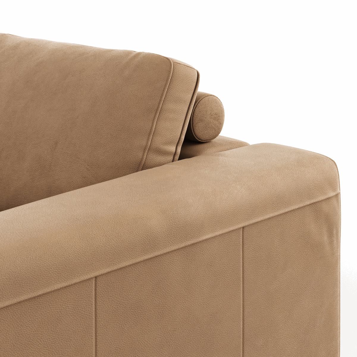 Ecksofa Solano - Ecke Links, 2,5-Sitzer, Leder, Hellbraun