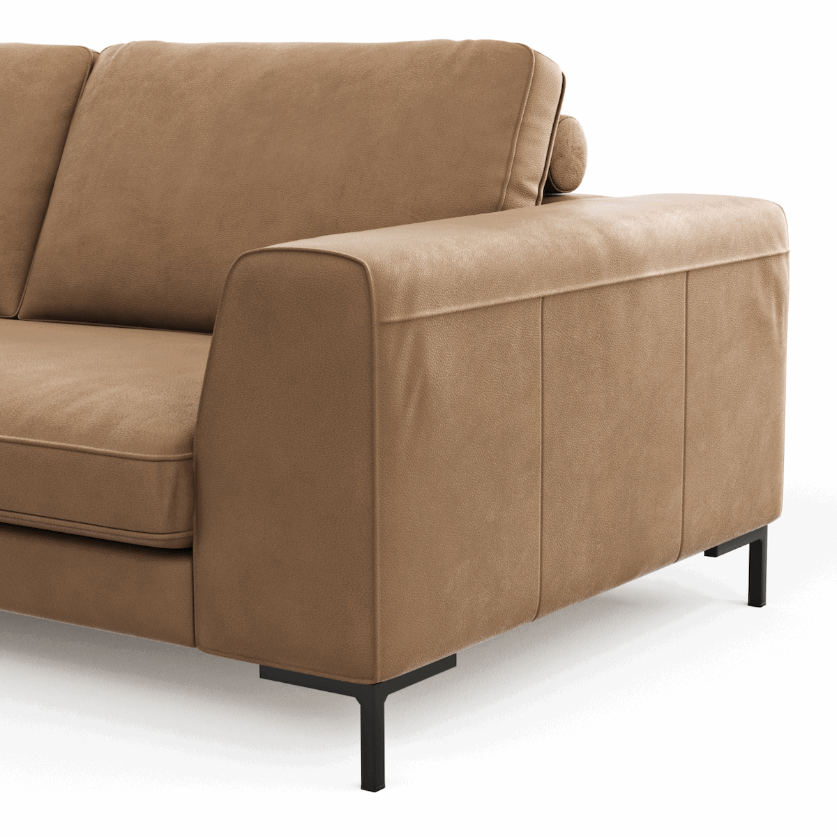 Ecksofa Solano - Ecke Links, 2,5-Sitzer, Leder, Hellbraun