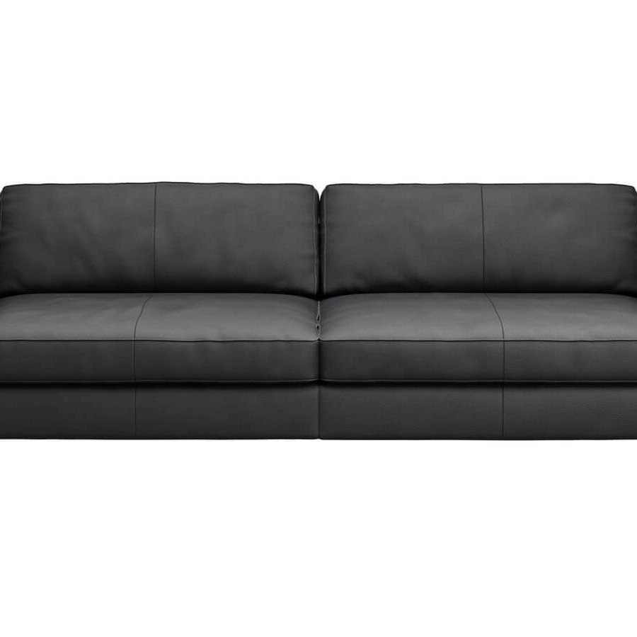 Sofa Aprino 3 - 4-Sitzer XXL, Dickleder, schwarz, Armlehne Kissen