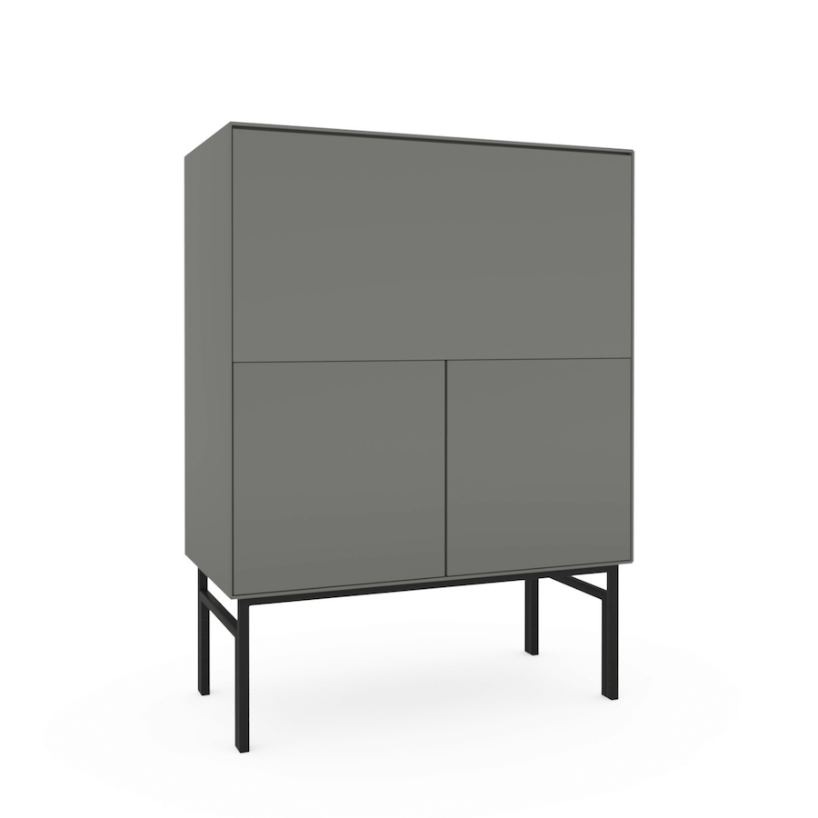 Graphit-Graues Highboard Henri mit Metallsockel Raum.Freunde