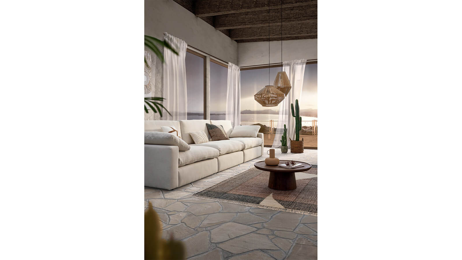 Sofa Palmdale - 4,5-Sitzer, inkl. Kissen, Stoff, Natur – Bild 2